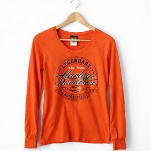 Harley Davidson Orange Long Sleeve Shirt